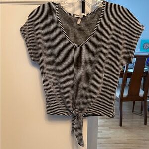 Caution To The Wind Black and White Striped Crop Top